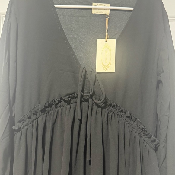 Joyfolie Black Bishop Sleeve Dress - Picture 5 of 8